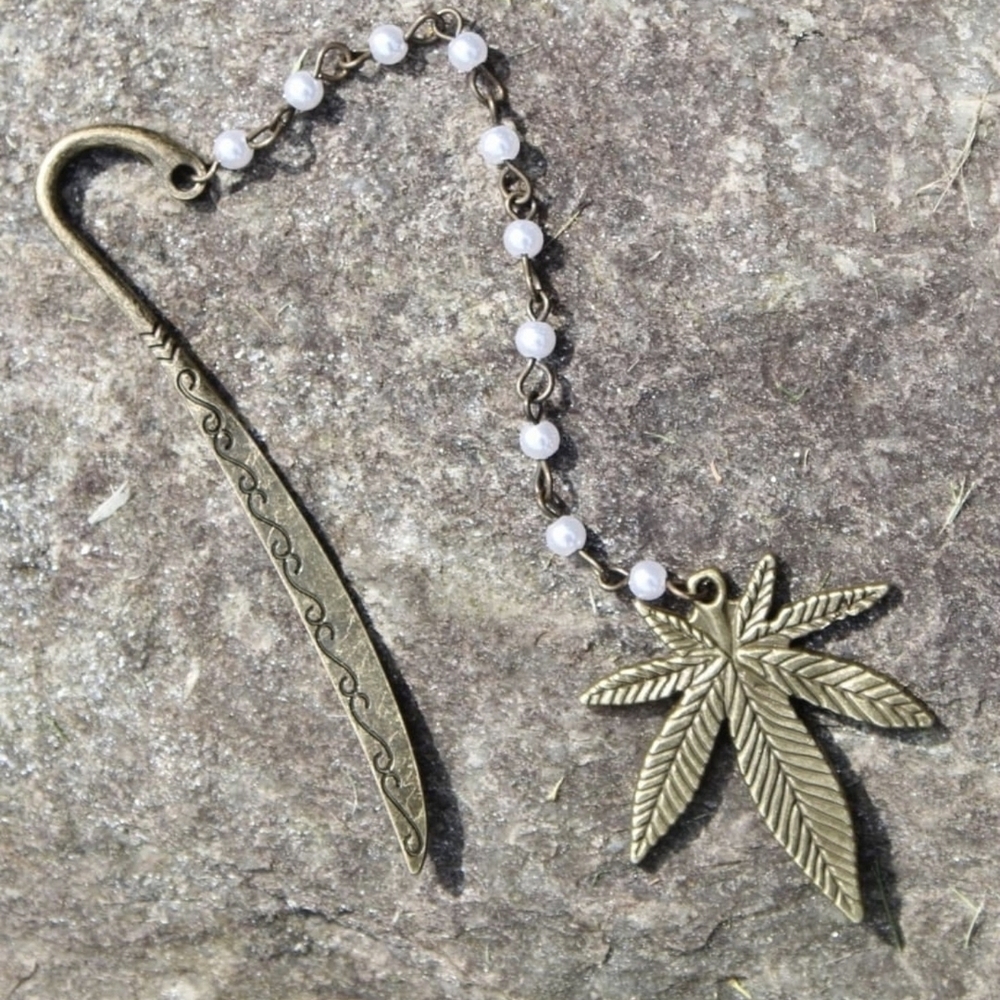 Gold Leaf Bookmark with Pearl Accents